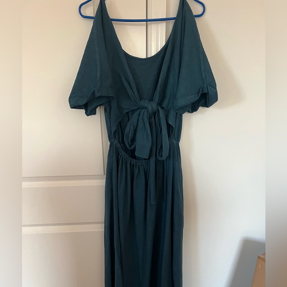 Free People Teal Open Tie Back Maxi Dress